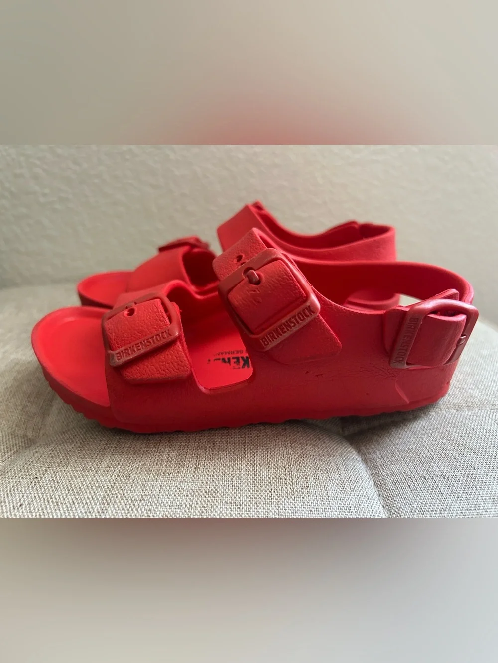 Birkenstock Kids Red Two-Strap EVA Sandals size 28